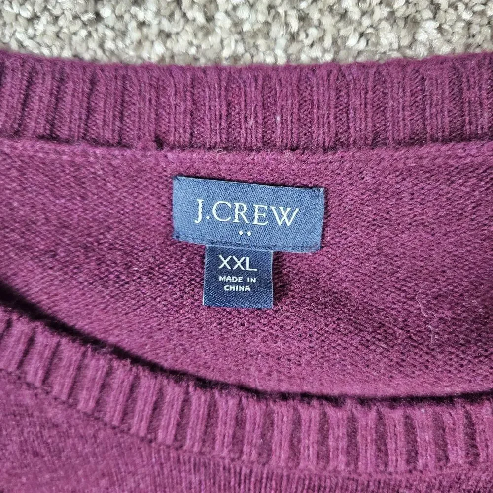 J Crew Sweater Mens XL Purple Wool Blend Crewneck Pullover Raglan Preppy